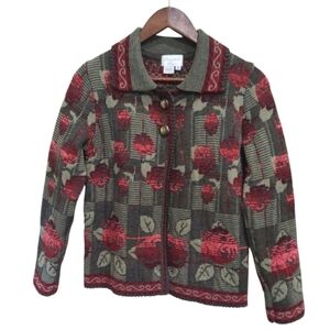 Vintage Cherry Lewis Made In England Thick Wool-Blend Cardigan